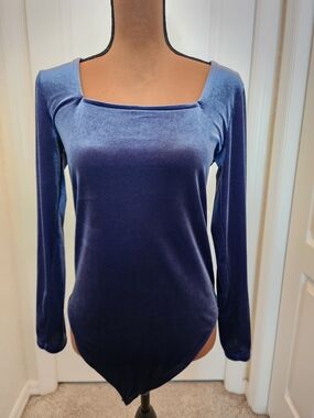 Old Navy Velvet Square-Neck Long-Sleeve Bodysuit - Navy Blue